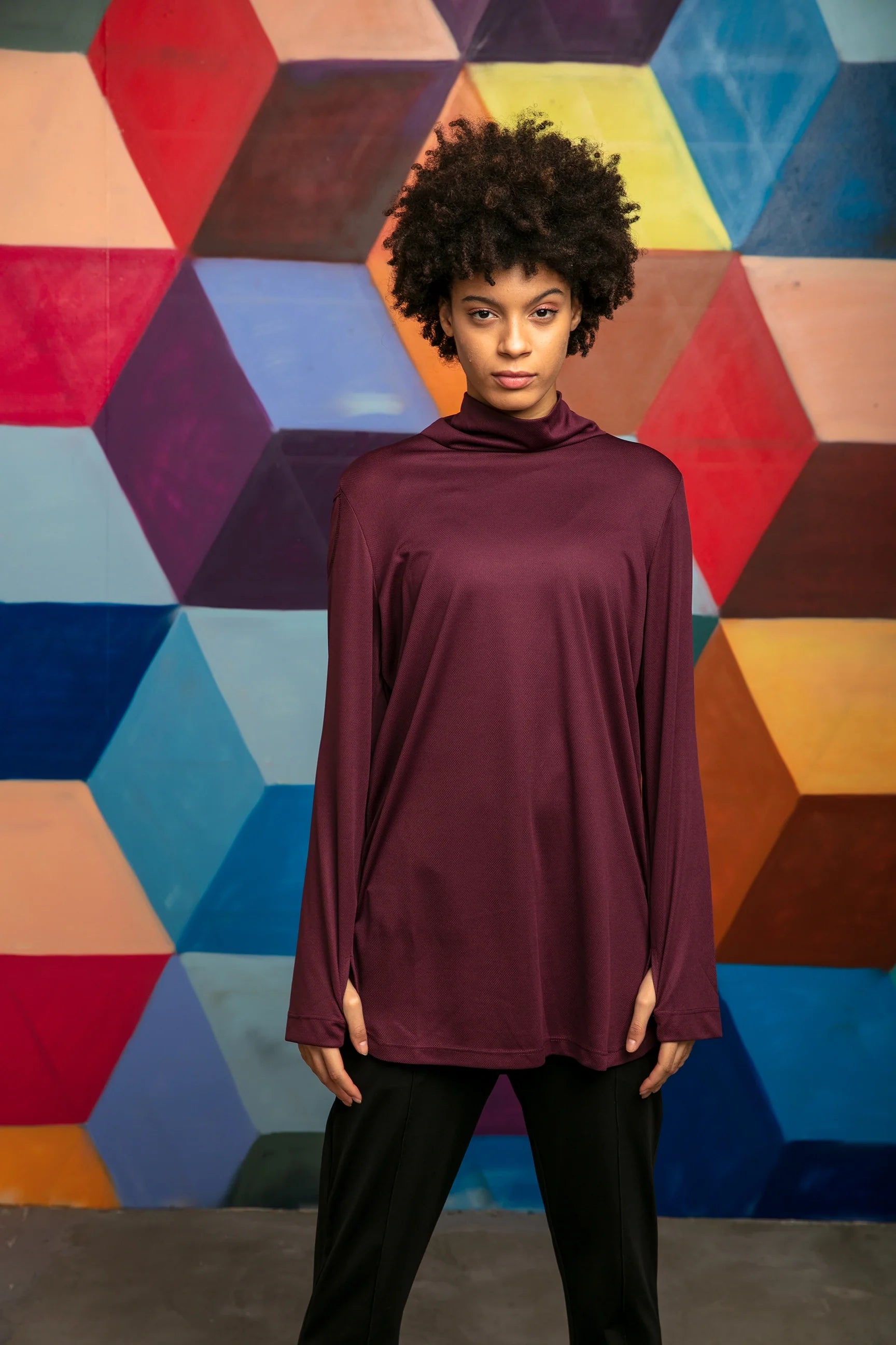 GYM-FIT High Neck Quick Dry Top – Burgundy