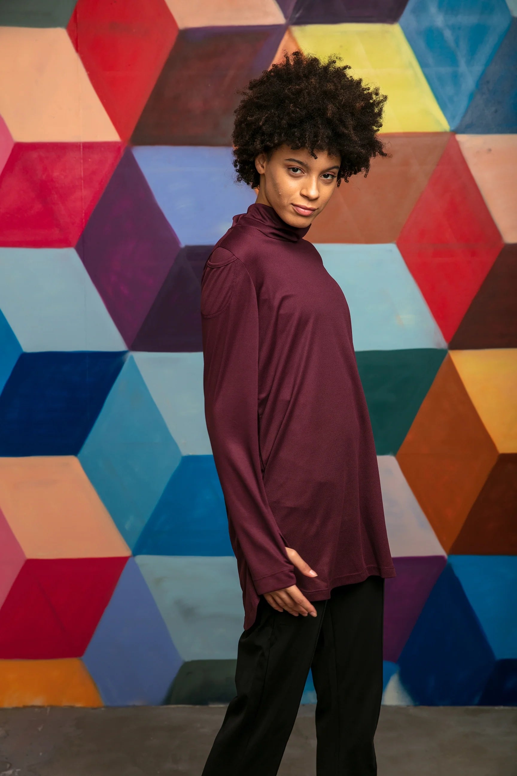 GYM-FIT High Neck Quick Dry Top – Burgundy